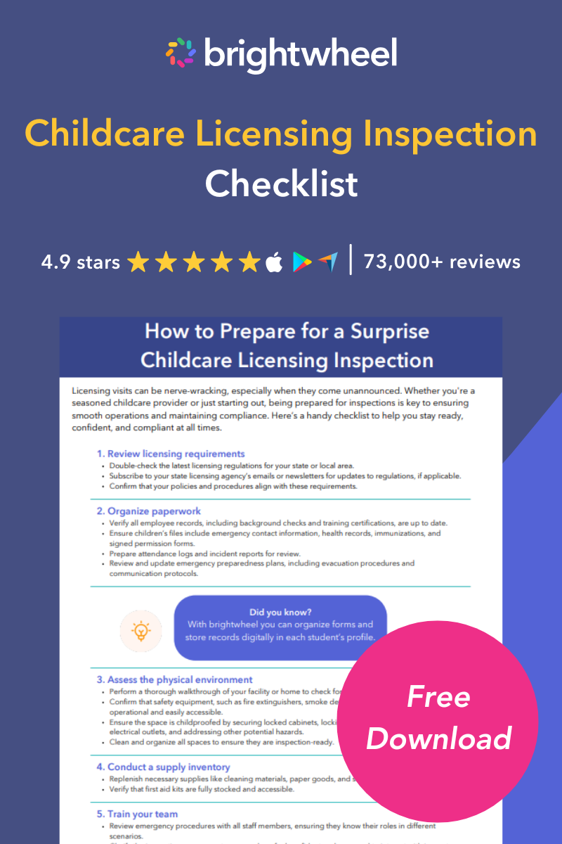 Childcare Licensing Inspection Checklist - brightwheel