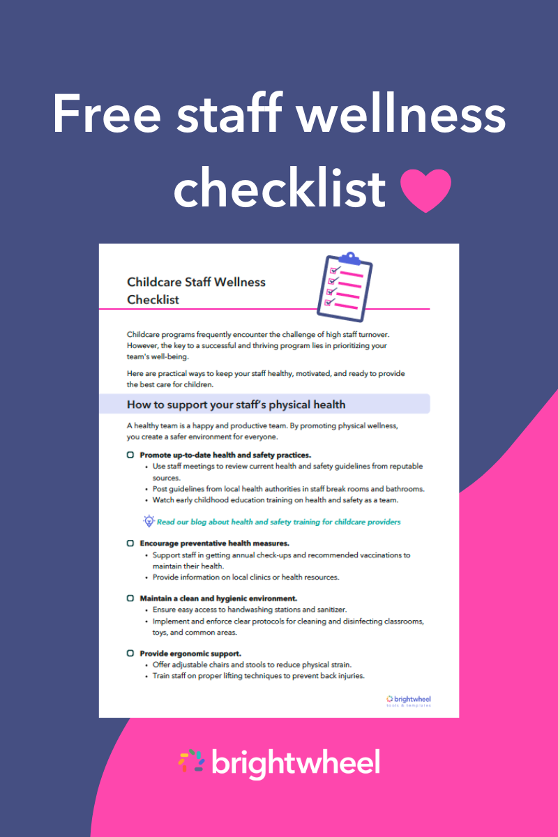 Childcare Staff Wellness Checklist - side Childcare Staff Wellness Checklist - side