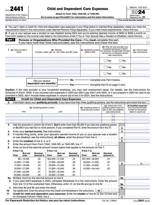 IRS Form 2441 - 2024