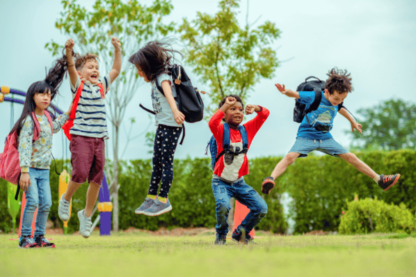 Children playing outside at preschool