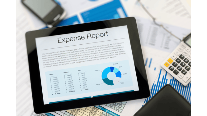 a photo of expense report on a tablet device