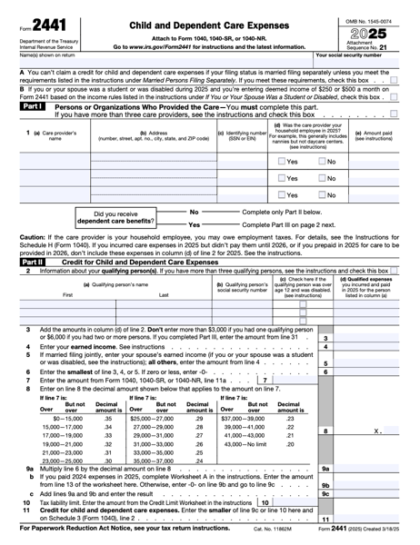 IRS Form 2441 - 2025