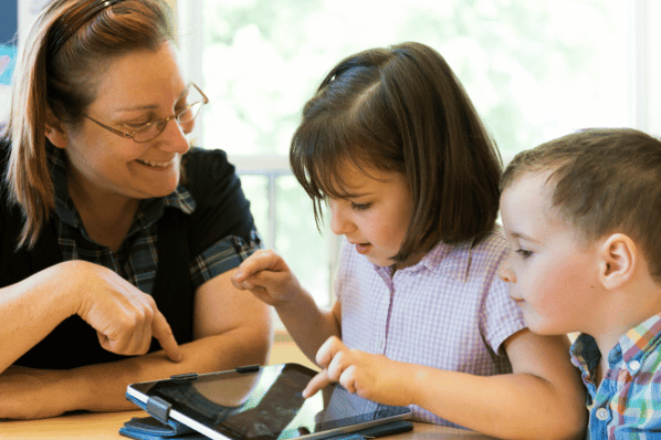 Teacher and students with ipad