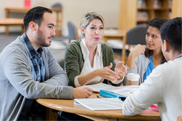 A group of teachers engaging in professional learning communities