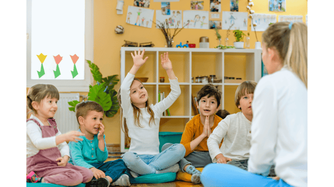 preschool children interacting with their teacher - visible learning