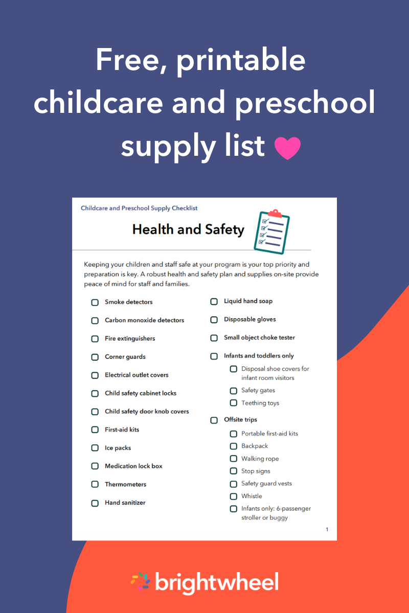 Childcare and Preschool Supply List Template - brightwheel