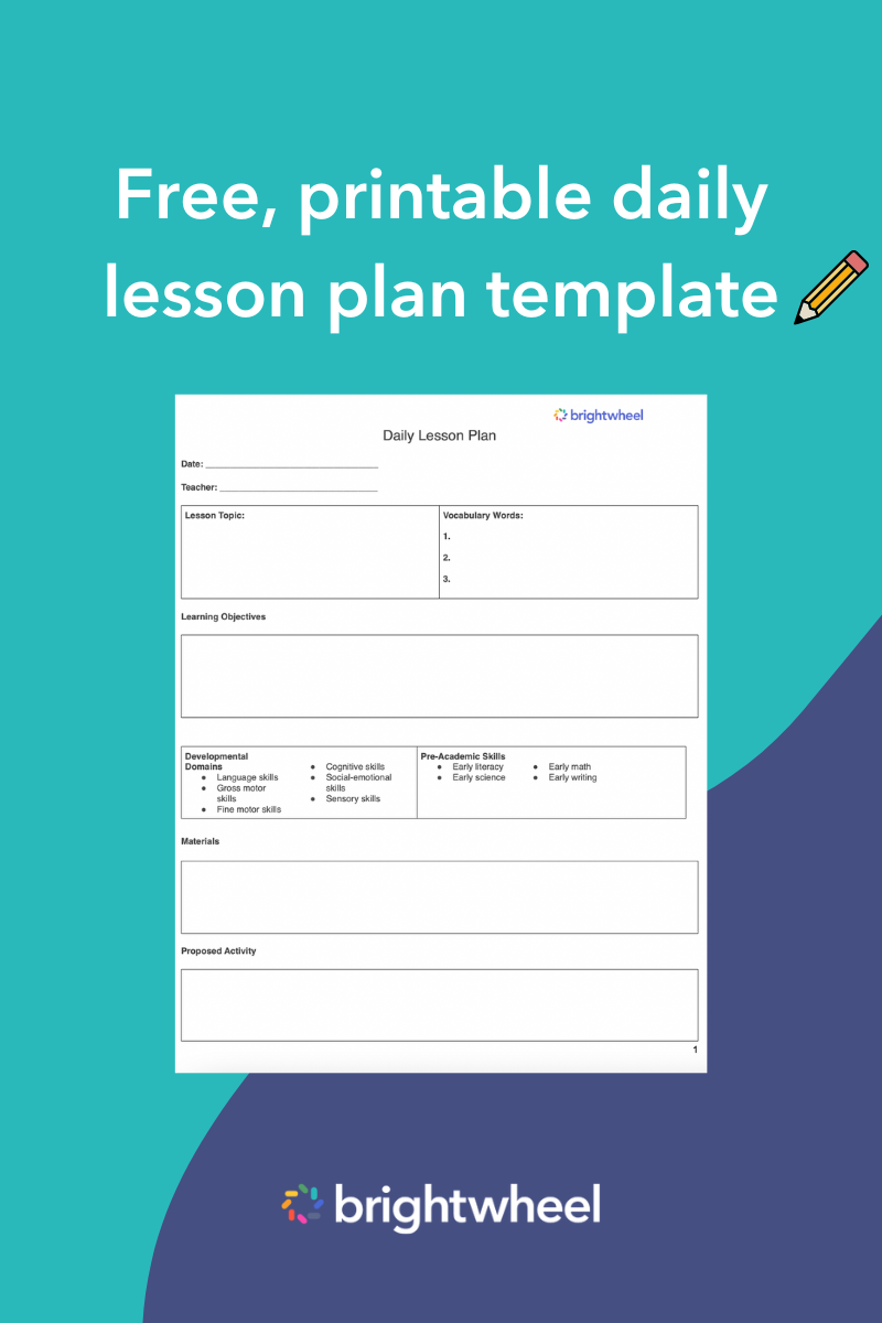 Download a free, printable daily lesson plan template - brightwheel