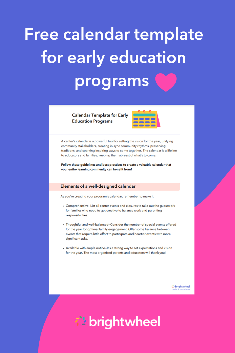 Free calendar template for early education programs Blog CTAs