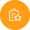 An icon image of clipboard with a star that represents record-keeping benefit of brightwheel.