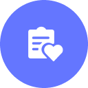An icon image of clipboard with a heart that represents the health check feature of brightwheel.